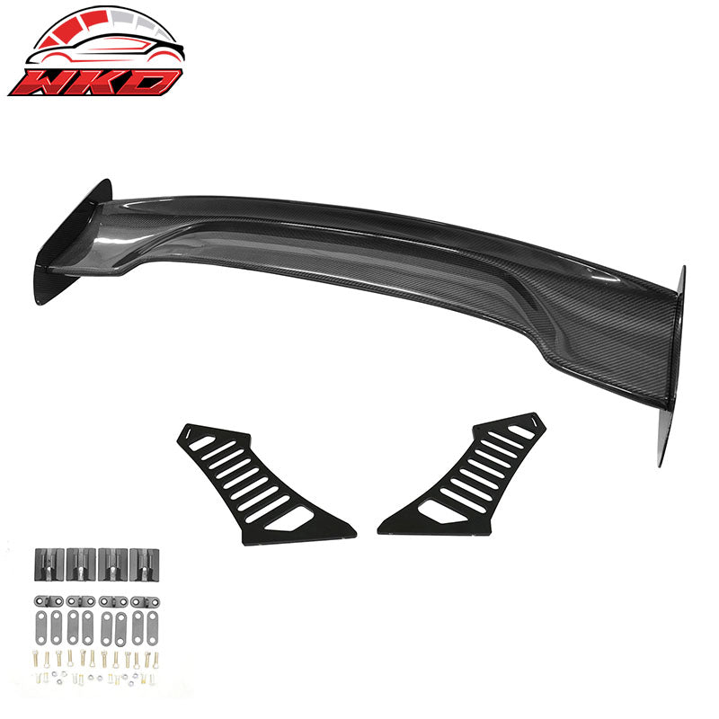 Universal 57" JDM Racing GT RS Carbon Fiber Trunk Spoiler V2 Side Plates V3 Legs