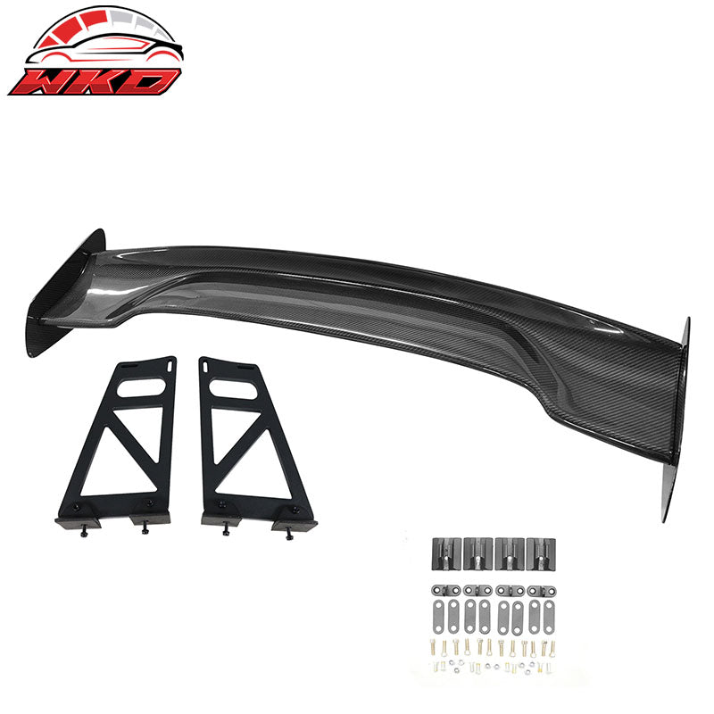 Universal 57" JDM Racing GT RS Carbon Fiber Trunk Spoiler V2 Side Plates V6 Legs