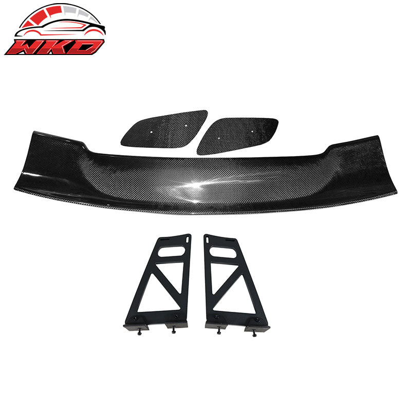 Universal 57" JDM Racing GT RS Carbon Fiber Trunk Spoiler V2 Side Plates V6 Legs