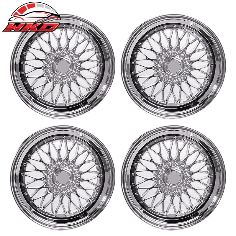 Wholesale (4) 19X9.5 +40 5X114.3 / 5X120 Step Lip Deep Dish Mesh Wheels Rim Kit Chrome