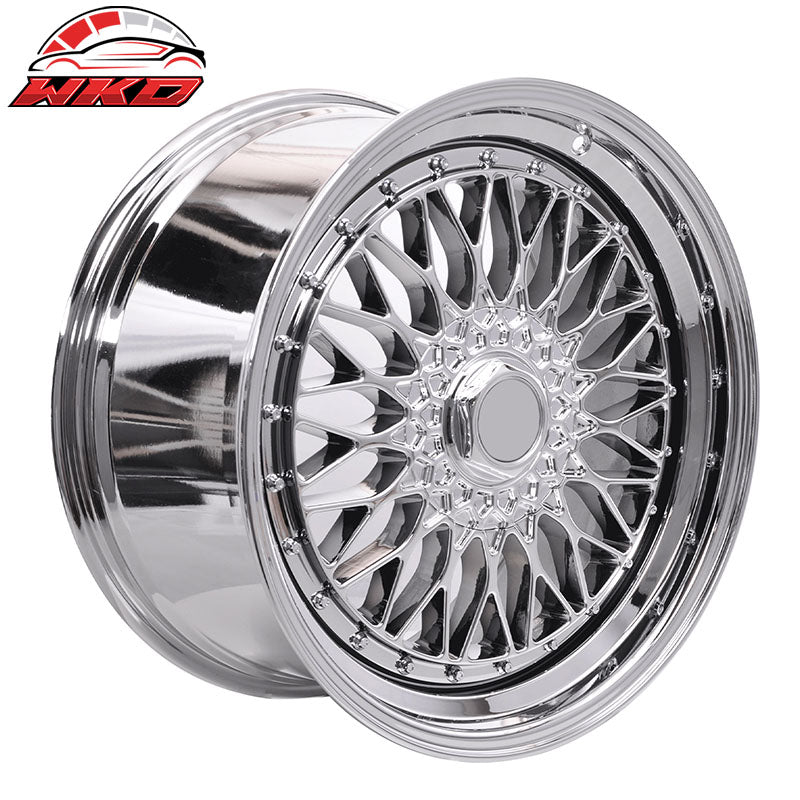 (4) 19X9.5 +40 5X114.3 / 5X120 Step Lip Deep Dish Mesh Wheels Rim Kit Chrome