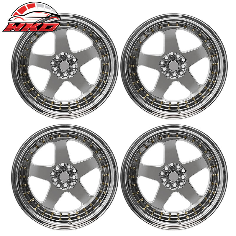 Wholesale (4) 18X10 +30 5X100 / 5X114.3 Step Lip 5 Spoke Wheels Rim Kit Replacement