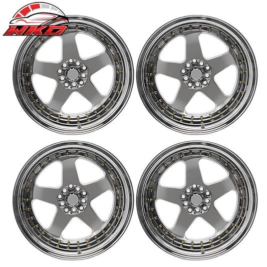Wholesale (4) 18X10 +30 5X100 / 5X114.3 Step Lip 5 Spoke Wheels Rim Kit Replacement