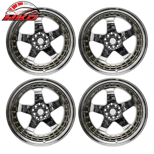 Wholesale (4) 18X9.0 +30 5X100 / 5X114.3 Step Lip 5 Spoke Wheels Rim Replacement - Chrome