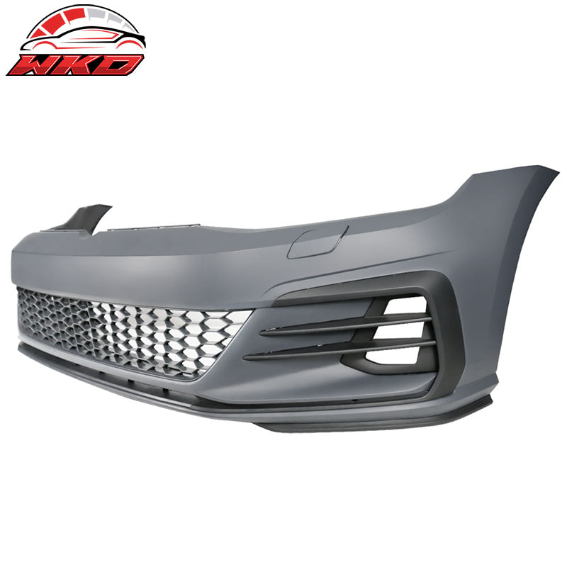 Fits 17-19 VW Golf MK7 7.5 GTI Style Front Bumper Cover w/ Fog Lights Grille