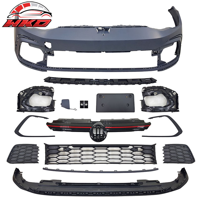 Fits 22-24 Volkswagen Golf 8 MK8 GTI Style Front &Rear Bumper Cover +Side Skirts
