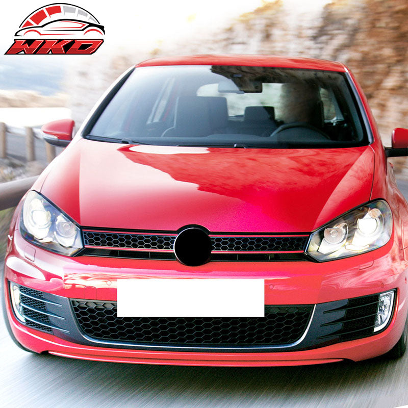 Fits 10-14 VW Golf MK6 Mesh GTI Style Black Chrome Front Grille Logo Base - ABS
