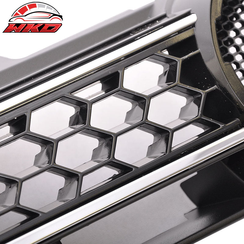 Fits 10-14 VW Golf MK6 Mesh GTI Style Black Chrome Front Grille Logo Base - ABS