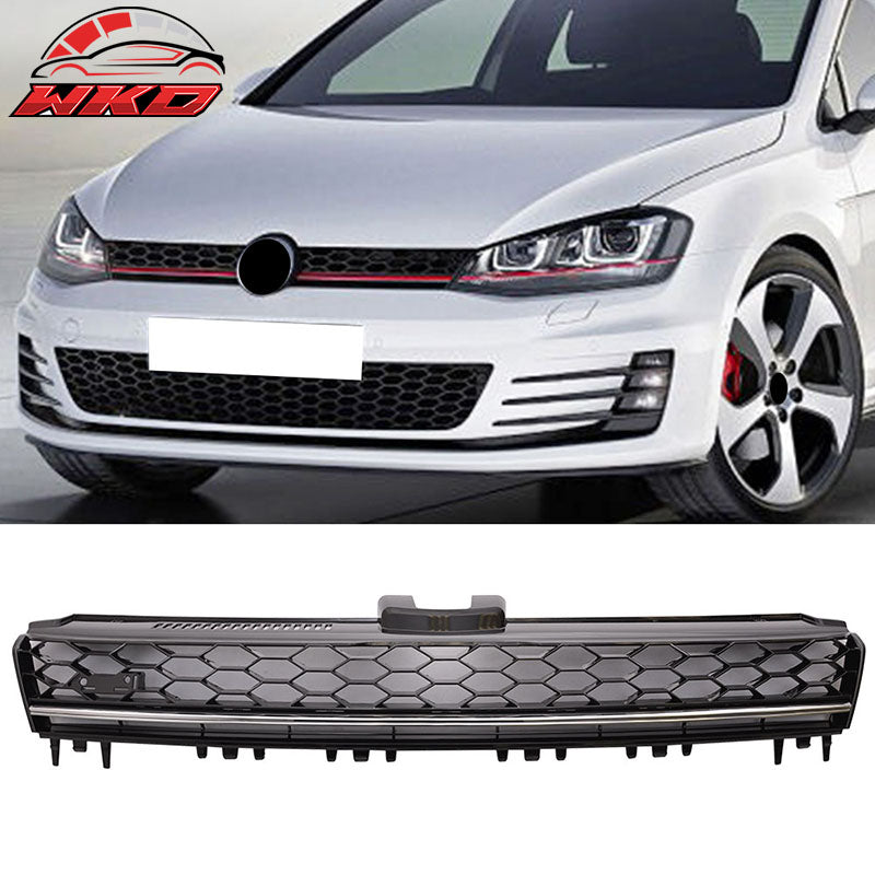 Fits 15-16 VW Golf MK7 Mesh GTI Style Front Grille Chrome Trim Logo Badge Base
