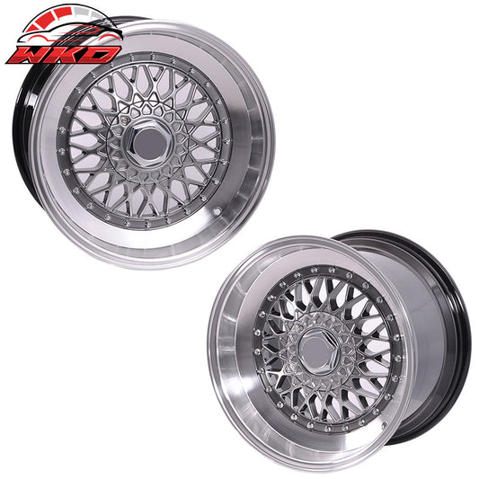 Wholesale (2) 17X8.5 +25 5X100 / 5X114.3 Step Lip Deep Dish Mesh Wheels Rim (Acura Chevy)