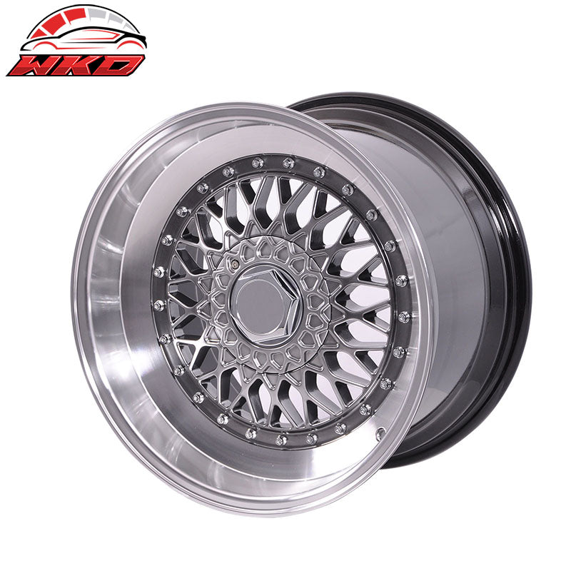 (2) 17X8.5 +25 5X100 / 5X114.3 Step Lip Deep Dish Mesh Wheels Rim (Acura Chevy)