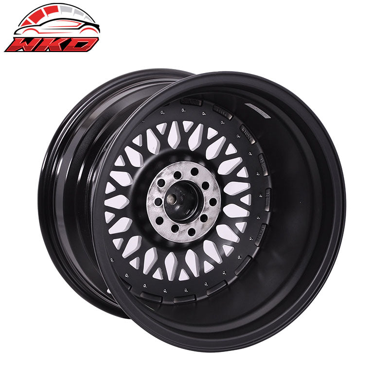 (2) 17X8.5 +25 5X100 / 5X114.3 Step Lip Deep Dish Mesh Wheels Rim (Acura Chevy)