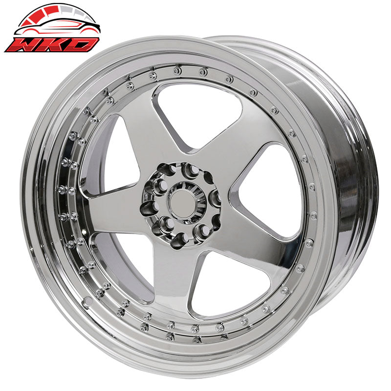 (2) 18X10 +30 5X100 / 5X114.3 Step Lip 5 Spoke Wheels Rim Kit Replacement