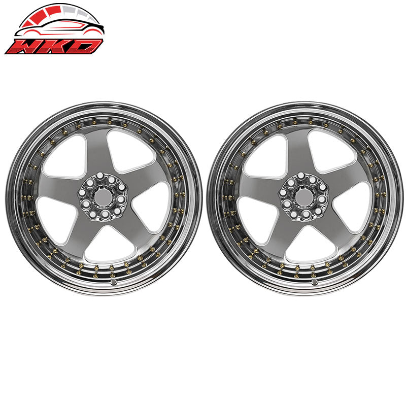 Wholesale (2) 18X10 +30 5X100 / 5X114.3 Step Lip 5 Spoke Wheels Rims Kit - Chrome