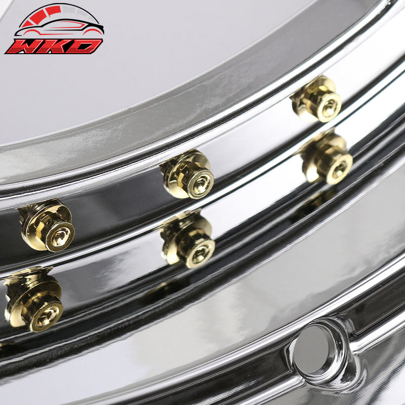 (2) 18X10 +30 5X100 / 5X114.3 Step Lip 5 Spoke Wheels Rims Kit - Chrome