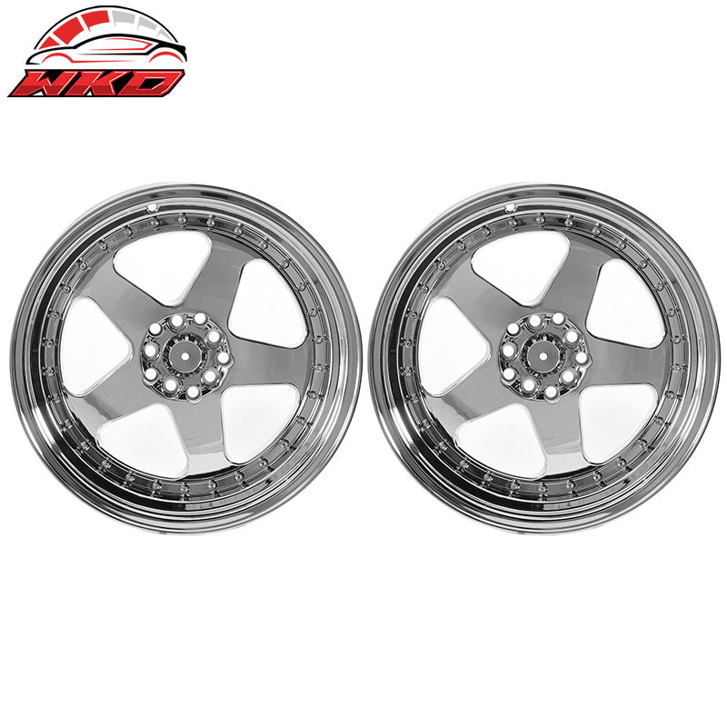 Wholesale (2) 18X9.0 +30 5X100 / 5X114.3 Step Lip 5 Spoke Wheels Rim Replacement - Chrome