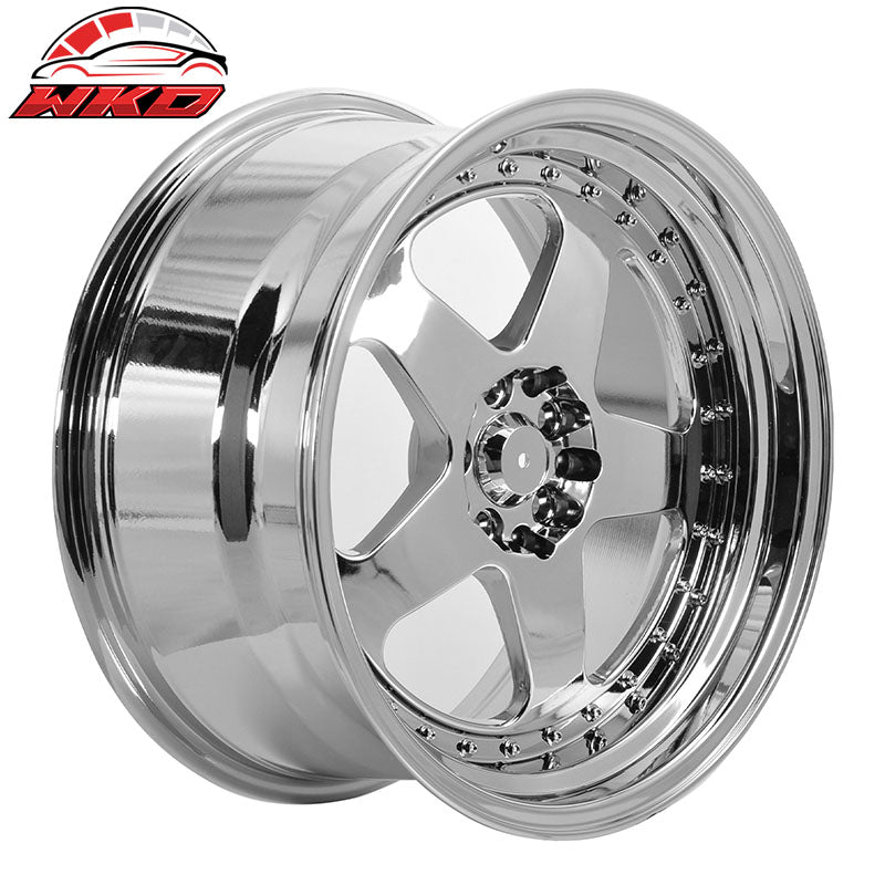 (2) 18X9.0 +30 5X100 / 5X114.3 Step Lip 5 Spoke Wheels Rim Replacement - Chrome
