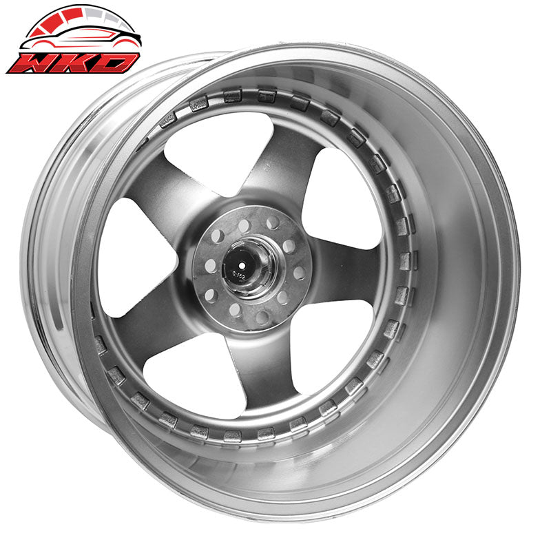 (2) 18X9.0 +30 5X100 / 5X114.3 Step Lip 5 Spoke Wheels Rim Replacement - Chrome