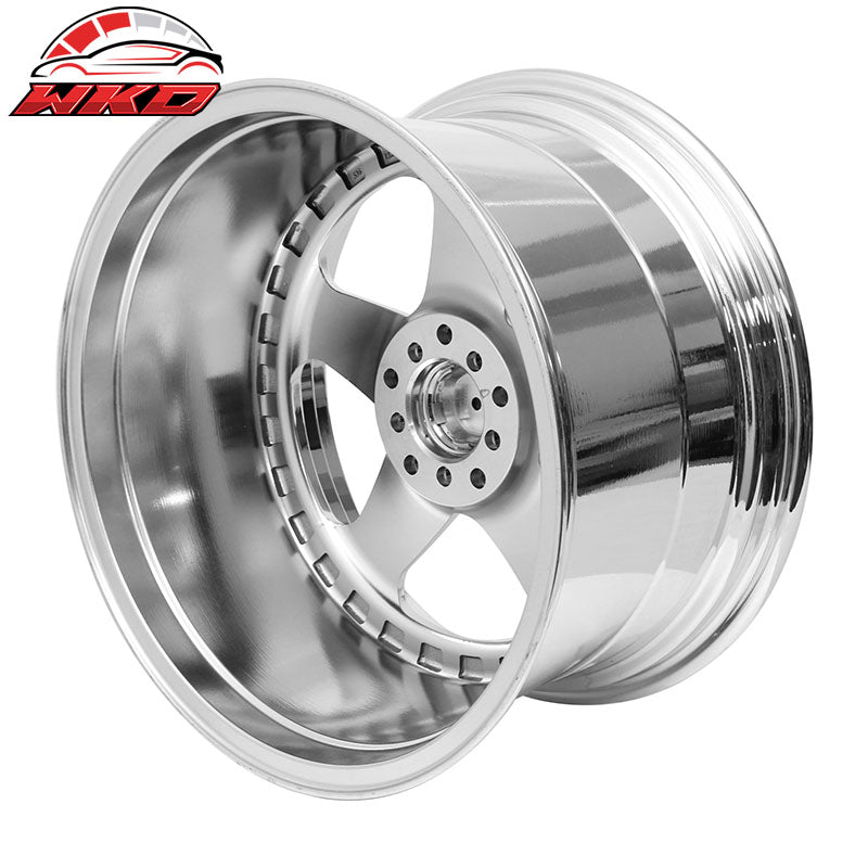 (2) 18X9.0 +30 5X100 / 5X114.3 Step Lip 5 Spoke Wheels Rim Kit Chrome Pair
