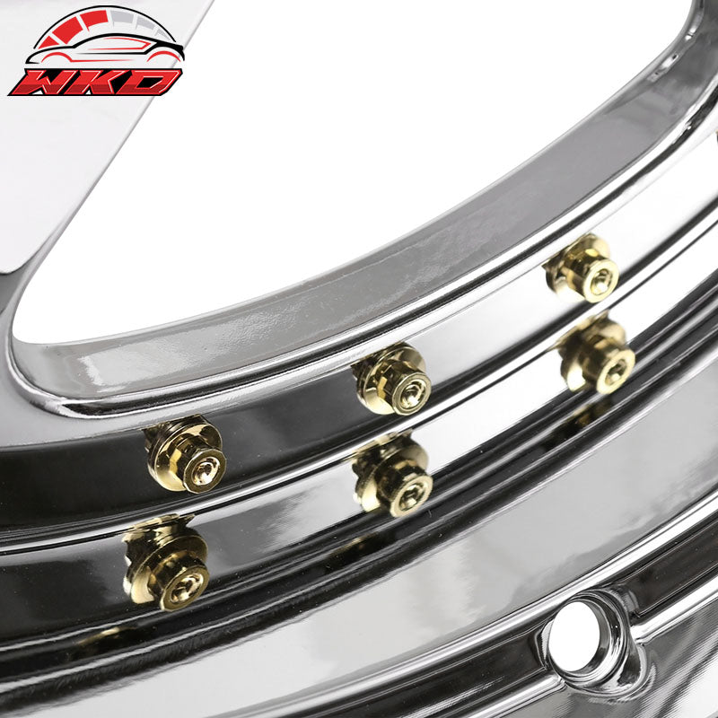 (2) 18X9.0 +30 5X100 / 5X114.3 Step Lip 5 Spoke Wheels Rim Kit Chrome Pair