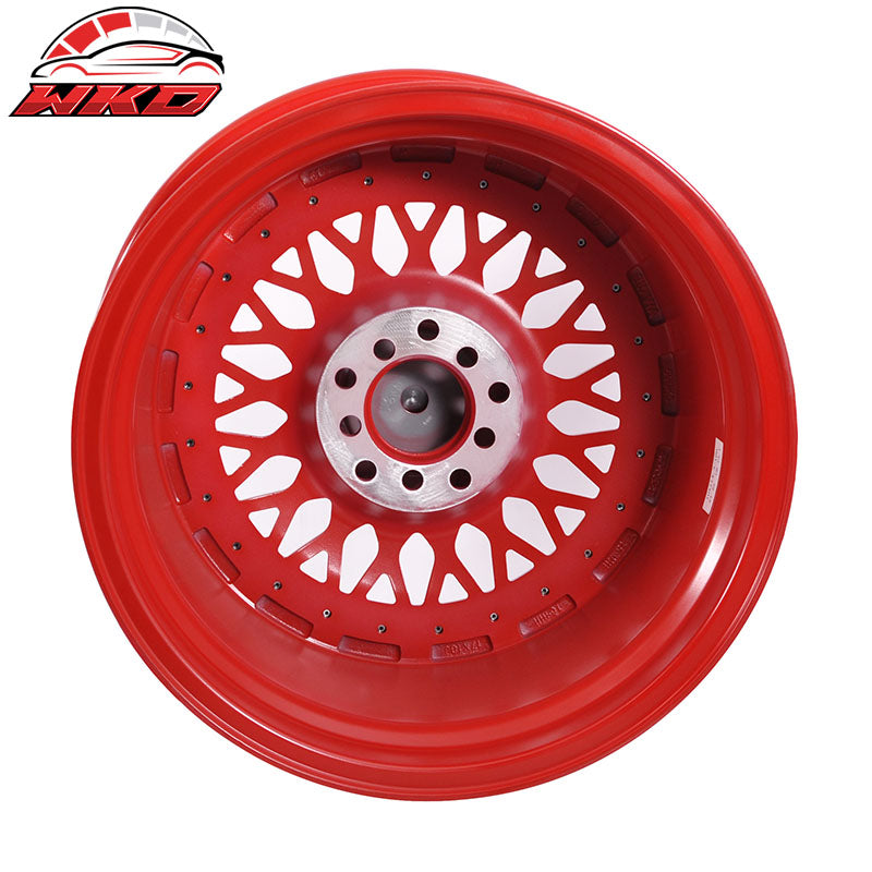 (2) 17X10 +30 5X100 / 5X114.3 Step Lip Deep Dish Mesh Wheels Rims Kit - Red